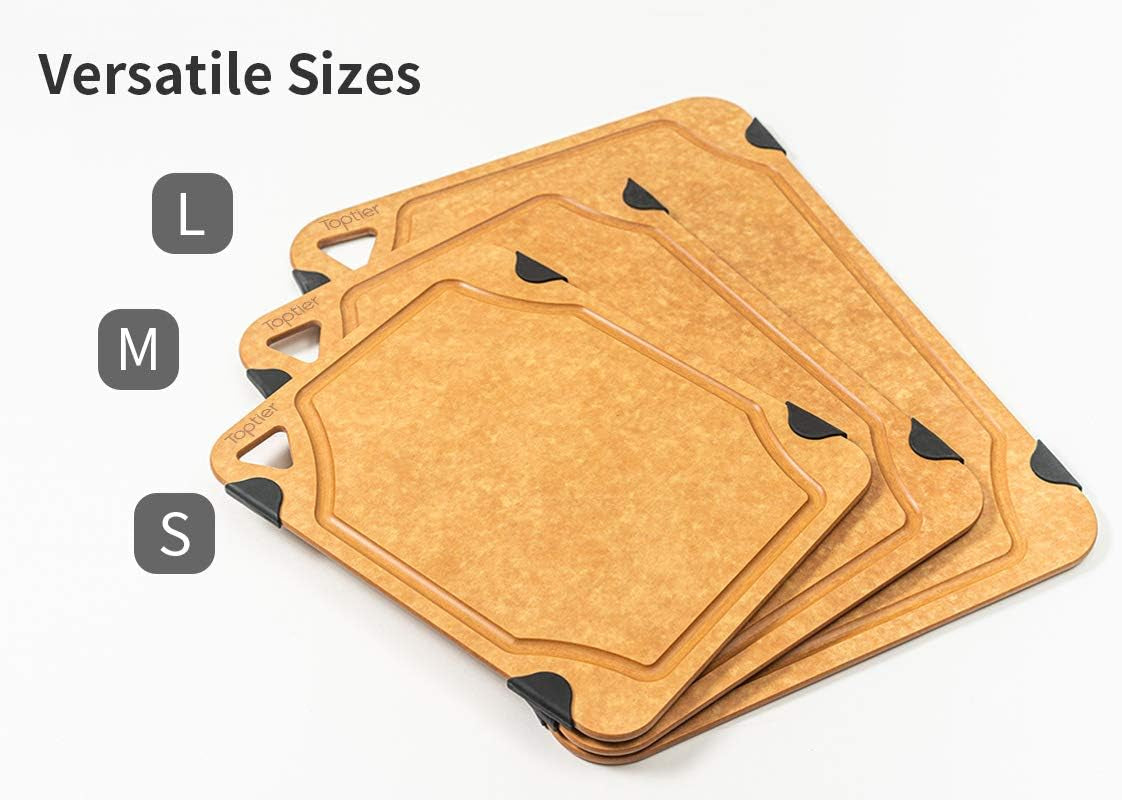 Cutting Board for Kitchen Dishwasher Safe,  Wood Fiber Cutting Board, Eco-Friendly, Non-Slip, Juice Grooves, Non-Porous, BPA Free, Small Silicone Cutting Board, 11.5 X 9.25-Inch, Natural Slate