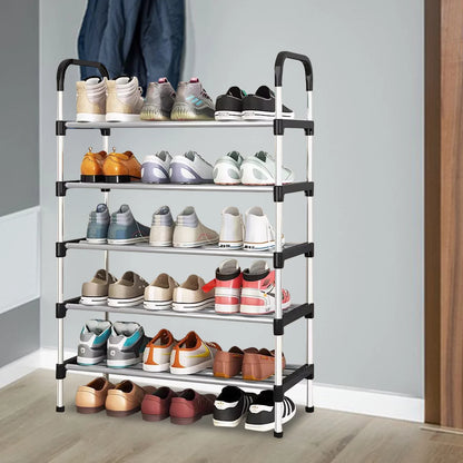 3 Tier Shoe Rack, Stackable Metal 9 Pairs Shoes Organizer Storage Shelf for Closet Door Entryway