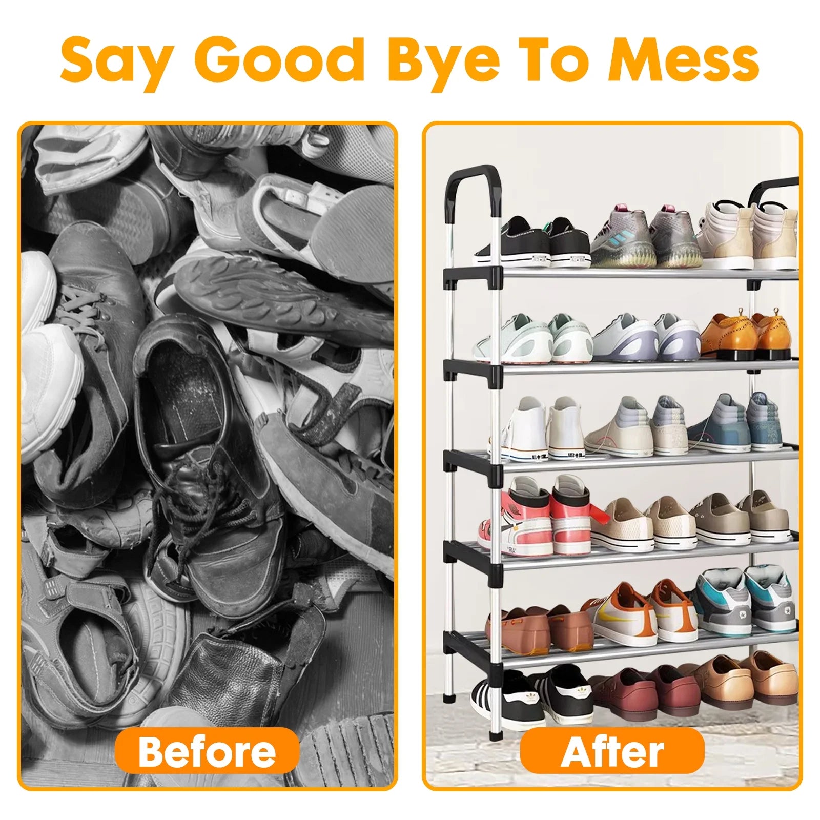 3 Tier Shoe Rack, Stackable Metal 9 Pairs Shoes Organizer Storage Shelf for Closet Door Entryway